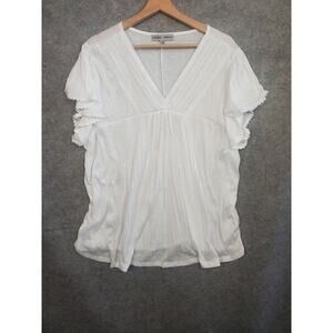 NWT Women's Always Fabulous Size 2X White V-Neck Boho Blouse